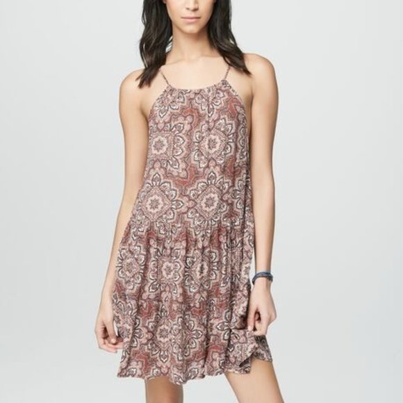 Cape Juby Boho Geometric Flower Printed Ruffle Hem Dress - Picture 1 of 13